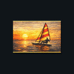 Sailing at Sunset Canvas Wall Art Afdruk<br><div class="desc">Golden sea sunset sailboat painting, coastal decor. ocean landscape gallery wrap. Golden sunset over calm ocean waters with a lone sailboat gliding across the horizon. This warm and atmospheric seascape brings the peaceful feeling of the sea into your home. Perfect wall art for coastal interiors, beach houses, living rooms or...</div>