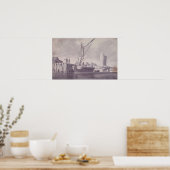 Sailing Barges nadert een Wharf Poster (Keuken)