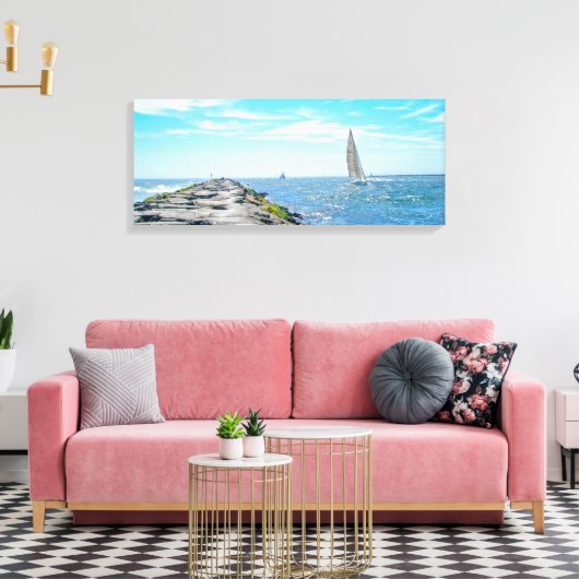 Sailing Barnegat Inet in Summer Canvas Afdruk (Insitu (Woonkamer))