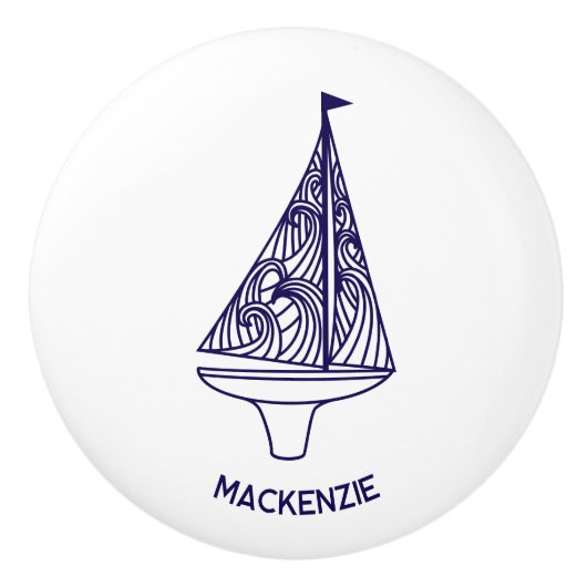Sailing Boat Personalized Name Keramische Knop (Voorkant)