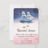 Sailing Boat Seastars Rehearsal Dinner  Kaart (Voorkant)