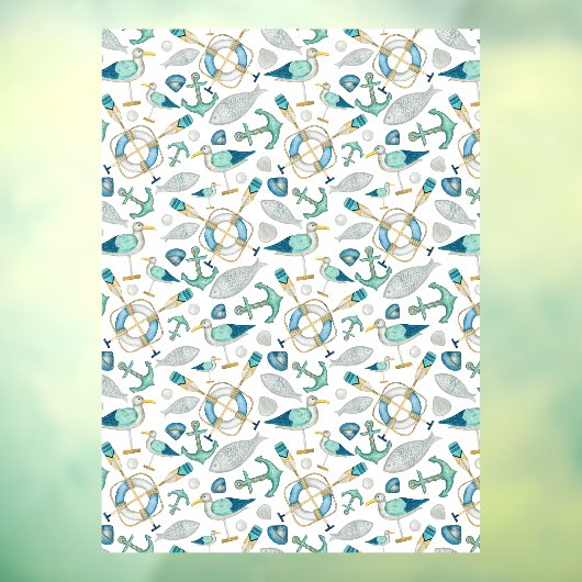 Sailing Boating Marine Shop Ocean Pattern Large Raamsticker (Vel 3)