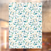 Sailing Boating Marine Shop Ocean Pattern Large Raamsticker (Vel 2)