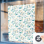 Sailing Boating Marine Shop Ocean Pattern Large Raamsticker (Cafe Raam)