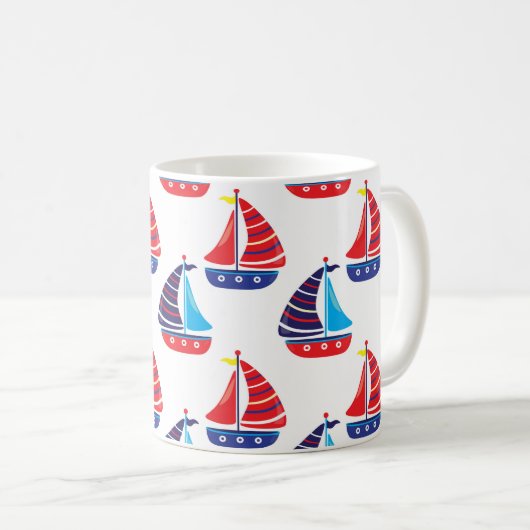 Sailing Boats Coffee Cup Nautical Boat Sea Mug Koffiemok (Voorkant rechts)