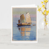 Sailing Boats Evening Glow, Hiroshi Yoshida Kaart (Gele Bloem)
