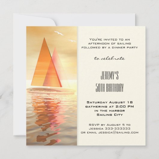 Sailing Celebration Invitation Card Kaart (Achterkant)