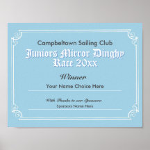Sailing Club Competition Winner's Certificate Post