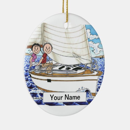 Sailing Couple Keramisch Ornament (Rechts)