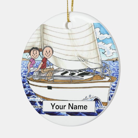 Sailing Couple Keramisch Ornament (Links)