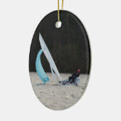 Sailing Dinghy op snelheid Keramisch Ornament (Links)