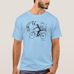 Sailing fietseninkt tekening T-shirt ontwerp