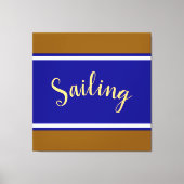 SAILING Fun Navy Blauw Wit Bruin Racing Stripes Canvas Afdruk (Voorkant)