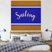 SAILING Fun Navy Blauw Wit Bruin Racing Stripes Canvas Afdruk (Insitu (Slaapkamer))