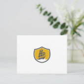 Sailing Galleon Tall Ship Crest Retro Briefkaart (Staand voorkant)
