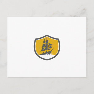 Sailing Galleon Tall Ship Crest Retro Briefkaart