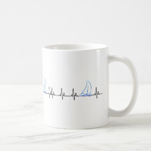 Sailing Heartbeat Funny Sailboat Koffiemok