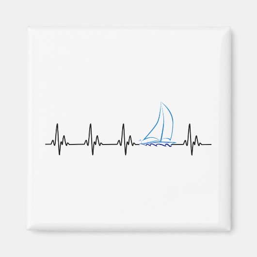 Sailing Heartbeat Funny Sailboat Magneet (Voorkant)