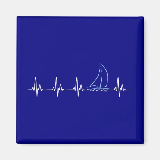 Sailing Heartbeat Funny Sailboat Magneet (Voorkant)