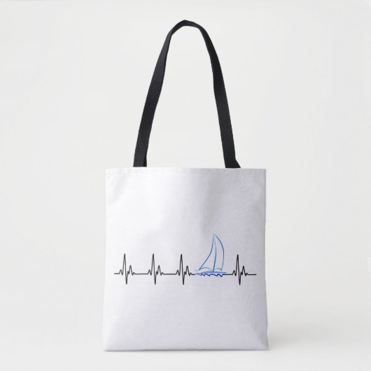Sailing Heartbeat Funny Sailboat Tote Bag (Voorkant)