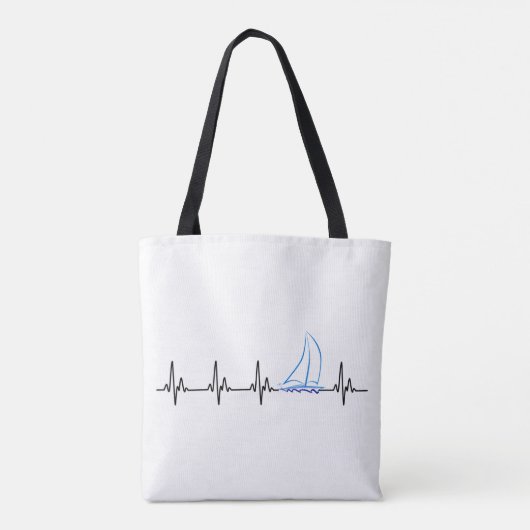 Sailing Heartbeat Funny Sailboat Tote Bag (Achterkant)