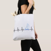 Sailing Heartbeat Funny Sailboat Tote Bag (Dichtbij)