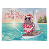 Sailing Hippo Christmas Bikini on big wave Groot Cadeauzakje (Voorkant)