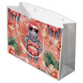 Sailing Hippo Christmas Bikini on big wave Groot Cadeauzakje (Achterkant Gekanteld)