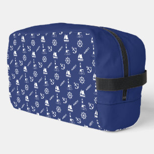 Sailing Illustrative SML PTN Wit+Marine Blauw Toilettasje