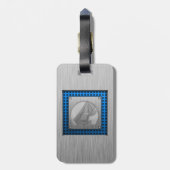 Sailing in geborsteld metaal bagagelabel (Achterkant verticaal)