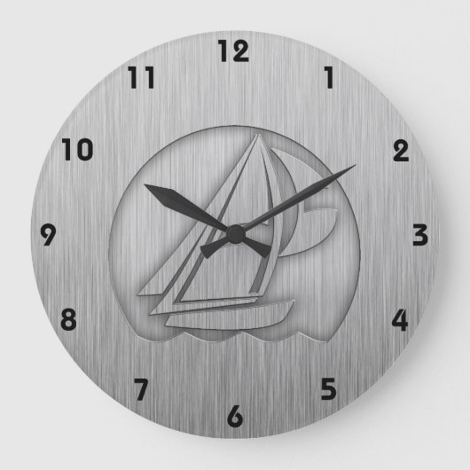 Sailing in geborsteld metaal grote klok (Voorkant)