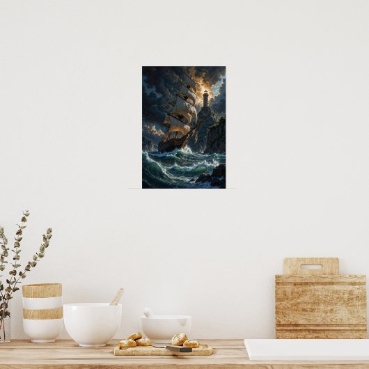 Sailing into Storms Fantasy Poster (Keuken)