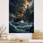 Sailing into Storms Fantasy Poster (Keuken)