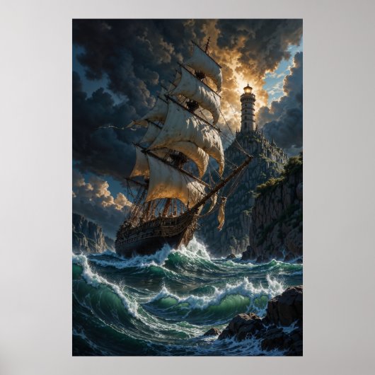Sailing into Storms Fantasy Poster (Voorkant)