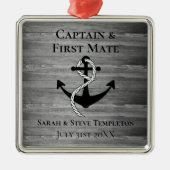 Sailing Kapitein First Mate Nautical Wedding Ancho Metalen Ornament (Voorkant)
