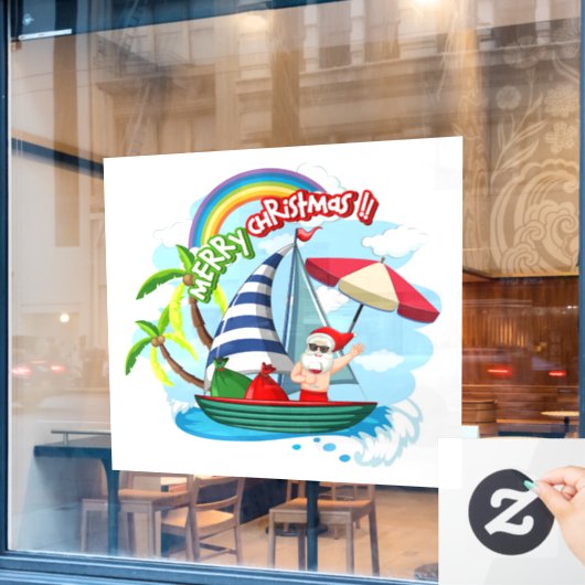 Sailing kerstkerstkerstman raamsticker (Cafe Raam)