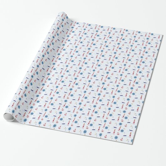 Sailing Kute Nautical Design Wrap Cadeaupapier (Uitgerold)