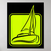 Sailing Logo Symbol Square Sailboat Ship Captain C Poster (Voorkant)