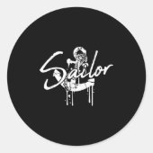 Sailing Logo Symbol Square Sailboat Ship Captain C Ronde Sticker (Voorkant)