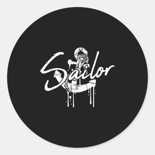 Sailing Logo Symbol Square Sailboat Ship Captain C Ronde Sticker (Voorkant)