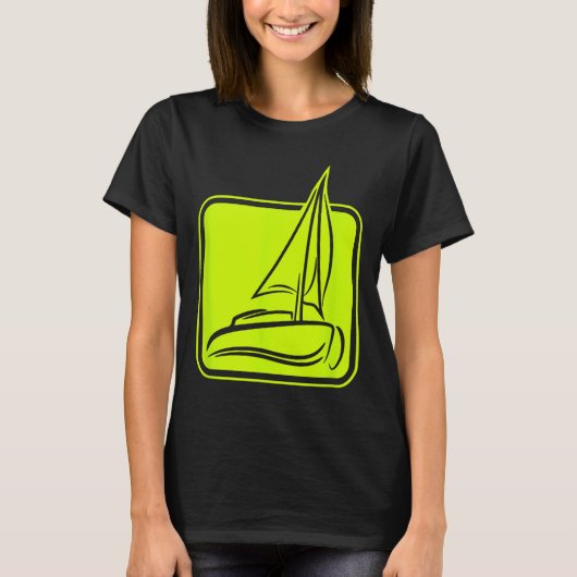 Sailing Logo Symbol Square Sailboat Ship Captain C T-shirt (Voorkant)