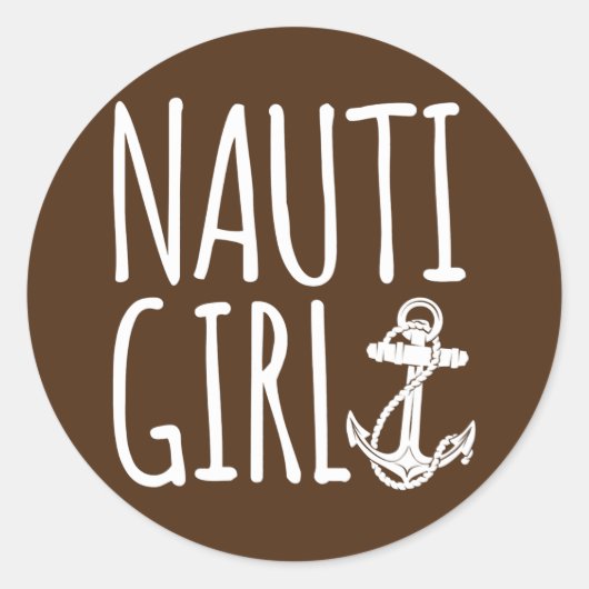 Sailing Nauti Girl Boating  Ronde Sticker (Voorkant)