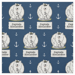 Sailing Nautical Boating American Eskimo Dog Cute Stof