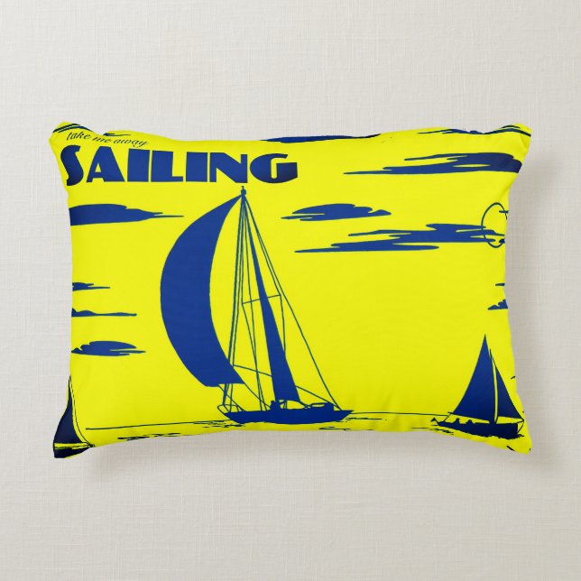 "Sailing" Ocean Art Pillow Accent Kussen (Voorkant)