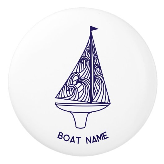 Sailing Personalized Boat Name Keramische Knop (Voorkant)