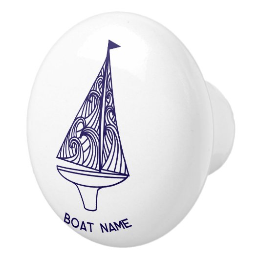 Sailing Personalized Boat Name Keramische Knop (Rechts)