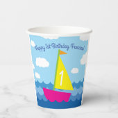 Sailing Sail Boat Cute Boy Kind Birthday Party Papieren Bekers (Achterkant)