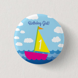 Sailing Sail Boat Cute Boy Kind Birthday Party Ronde Button 3,2 Cm