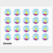 Sailing Sail Boat Cute Boy Kind Birthday Party Ronde Sticker (Vel)