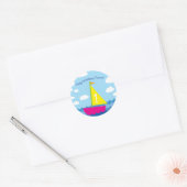 Sailing Sail Boat Cute Boy Kind Birthday Party Ronde Sticker (Envelop)